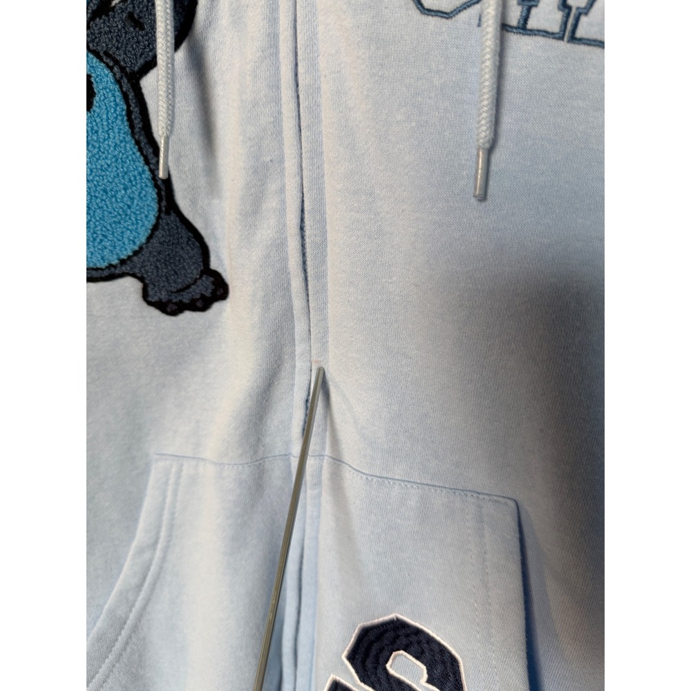 Disney Stitch O'Hana Zip Hoodie Light Blue Chenille Patch Size Large - Picture 7 of 17